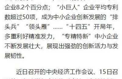 “专精特新”企业茁壮成长：专注技术研发，坚持自主创新